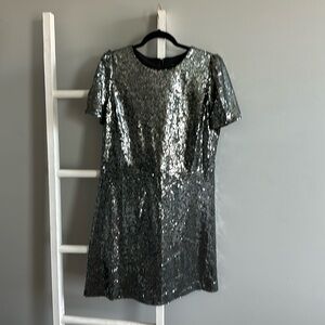 Ann Taylor dark gray sequin for and flare dress